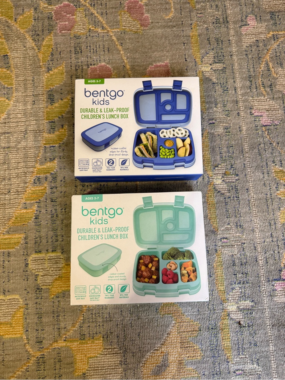NWT Bentgo Kids Blue 5-Compartment Leak-Proof Bento Lunch Box SET OF 2